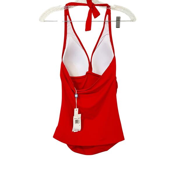 Bleu by Rod Beattie Lined Shirred Kore Halter Tankini Swimsuit Red Size 6 NWT - Picture 14 of 14